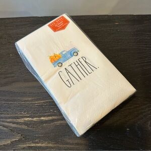 Rae Dunn Cream and Blue 'Gather' Napkins